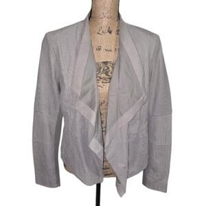 G. I. L. I. Leather Jacket Open Front Drape Cascading Blazer Taupe Gray Size 10
